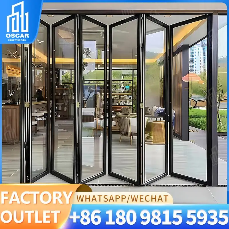 

Customizable Factory Made European Style Double Folding Door Ideal for Office Spaces Creative Design Bifold Door