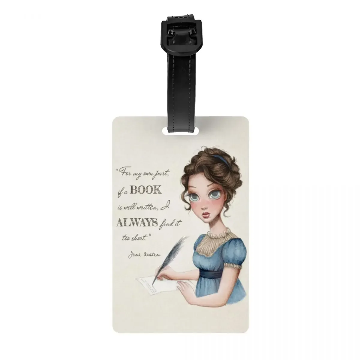 

Custom Jane Austen Writing Book Luggage Tag With Name Card Writer Novel Privacy Cover ID Label for Travel Bag Suitcase