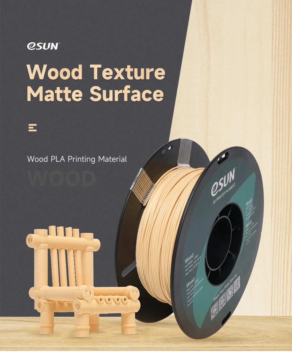 Nyxlab eSUN 3D Printer Filaments 1.75mm Wood PLA 0.5KG (1.1 LBS) Spool 3D Printing Material for 3D Printers Wood PLA Filament