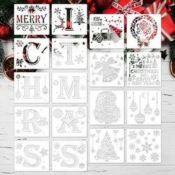 18PCS Reusable Artists' Drawing Aids DIY Christmas Art Projects Templates Stencil Kit for Painting on Wood Wall Fabric Rock Sign