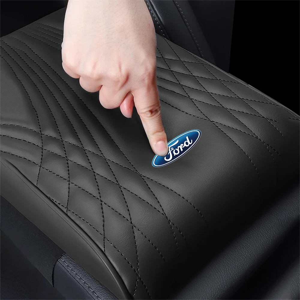 PU Leather Car Armrest Mat Center Console Arm Rest Protection Cushion For Ford Focus Mustang MK7 Mondeo Fusion Edge accesorios