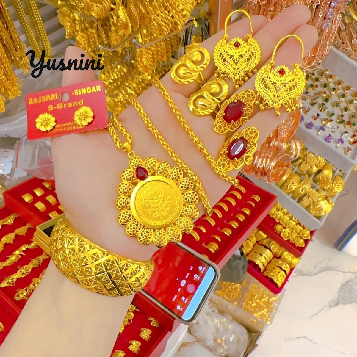 

Fashion Dubai 24K Gold Plated Custom Necklace Earrings Rings Bracelets Jewelry Set for Wedding Party Gifts for Lovers DD10998