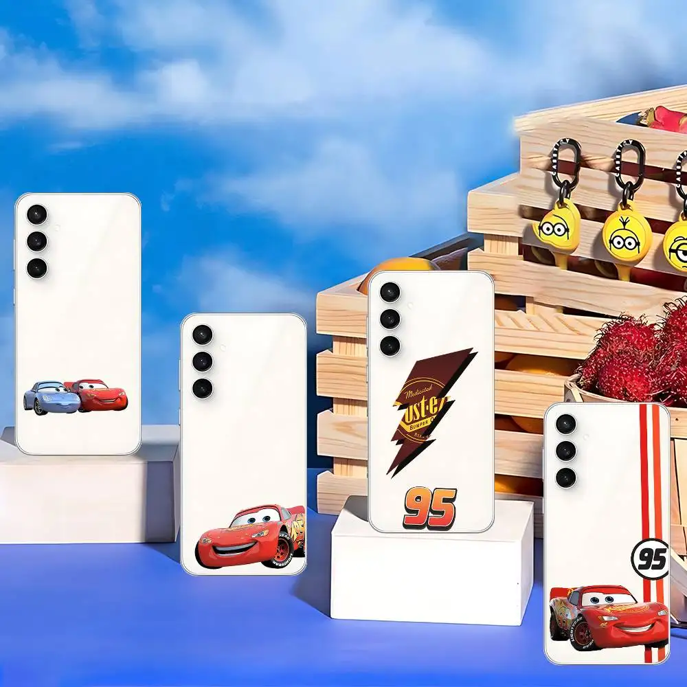 

Cars L-Lightning M-McQueen Phone Case For Samsung Galaxy Transparent Cover A52 A12 A51 S21 Edge S22ULTRA S23 S24 S20LITE Plus Ul