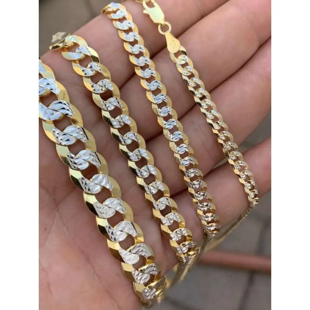 Luxe Groothandel Mannen Geel Goud Ketting Hiphop Fijne Sieraden Plated Curb Cuban Link Ketting Voor Mannen Indian Fabrikant