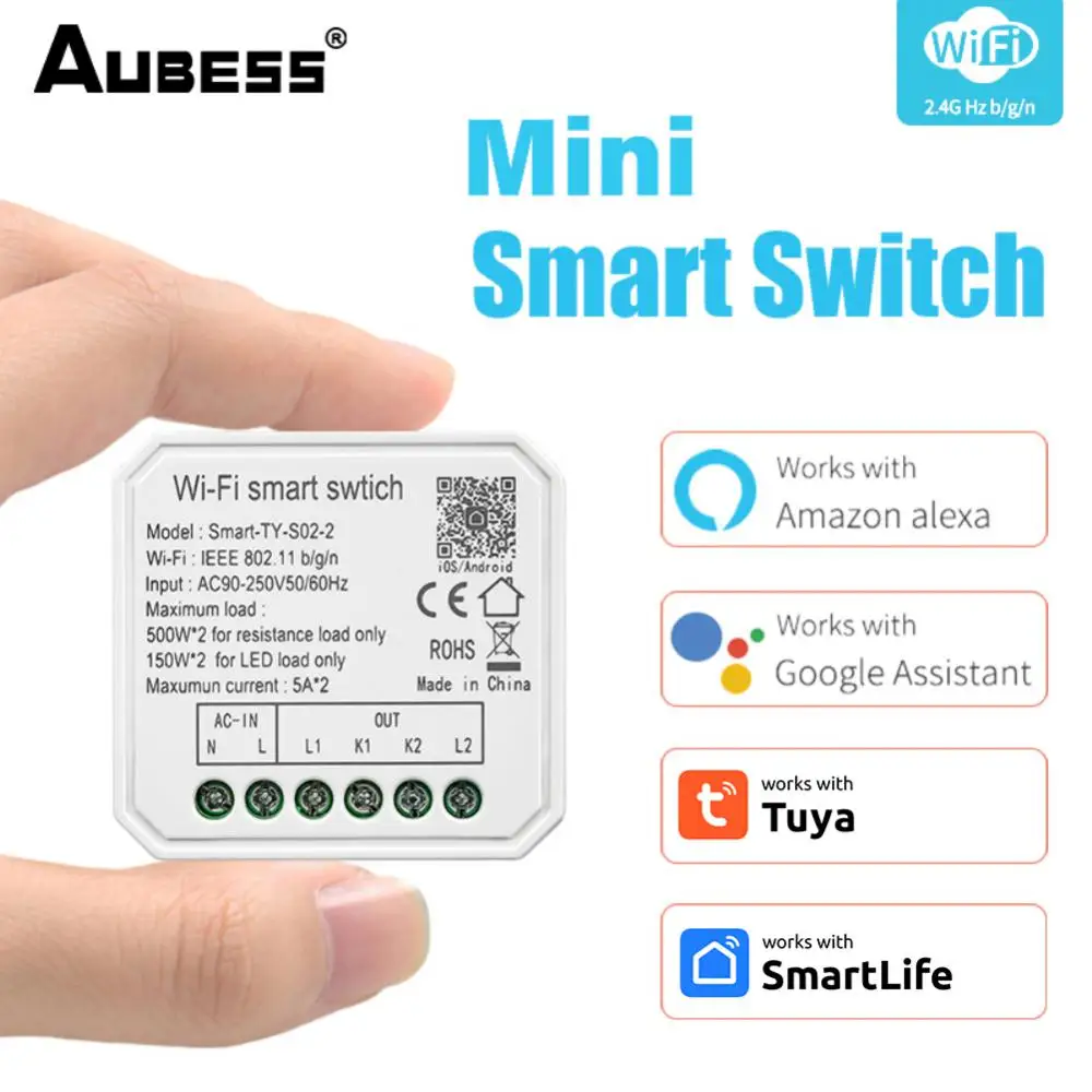 CORUI Tuya WIFI Smart Light Switch 2-gang Switch Module Switch APP Control Alexa Google Home Yandex Alice Smart Life Smart Home