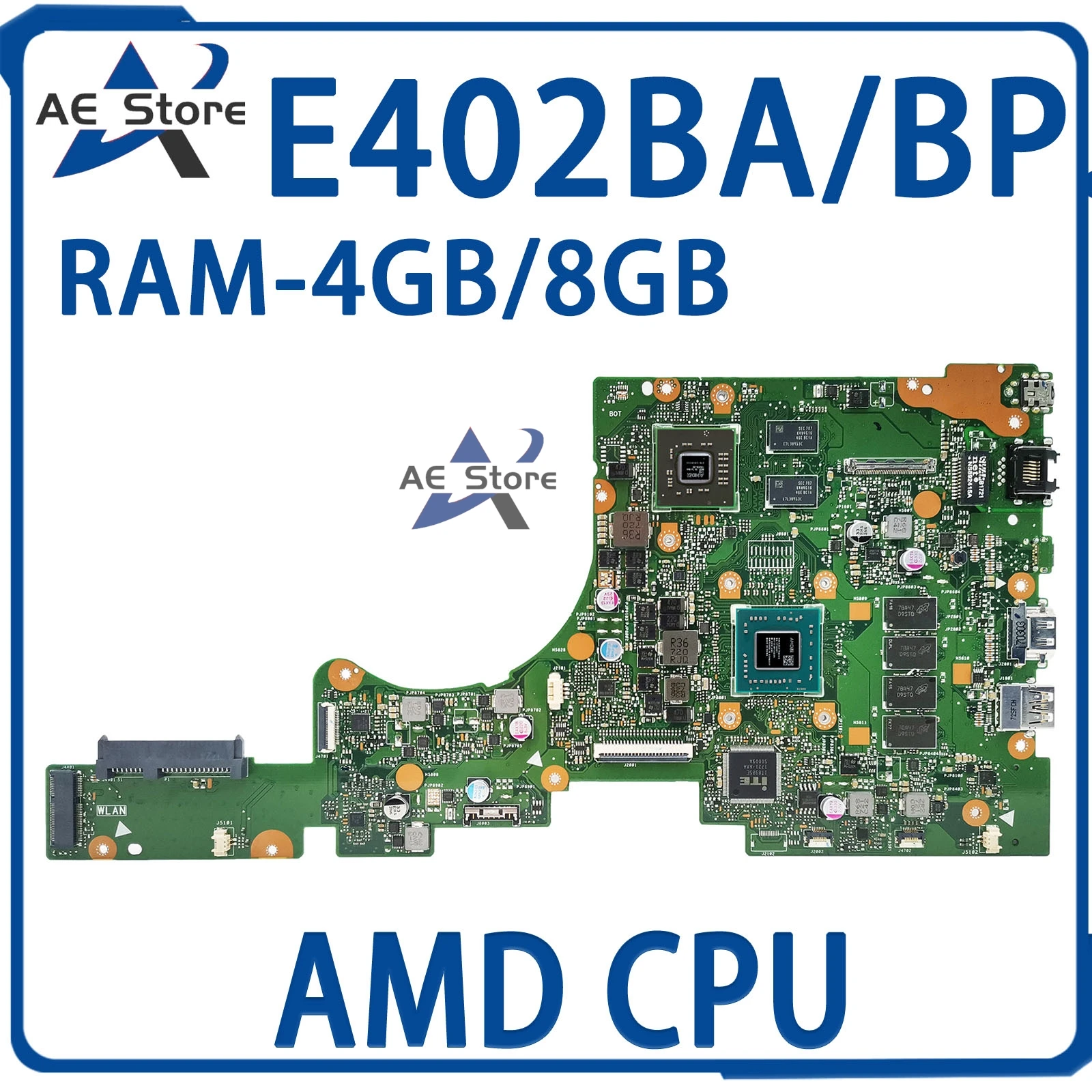 

E402BA Mainboard For ASUS L402BA X402BP F402BA E402BP F402BP L402BP X402BA Laptop Motherboard AMD CPU 4GB/8GB-RAM UMA/PM