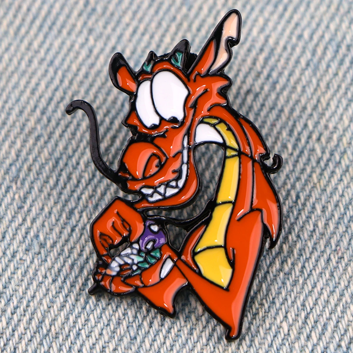 Mushu Dragon Enamel Pin Metal Badges on Backpack Lapel Pins Cartoon Brooches for Women Fashion Jewelry Accessories Friends Gift