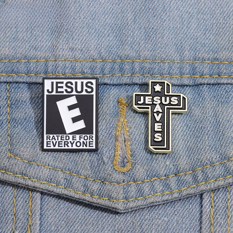 Jesus Christianity Enamel Pins Retro Vintage Lapel Badge Brooch Wholesale Metal Decorative Cross Pin Hat Jewelry for Friend Gift