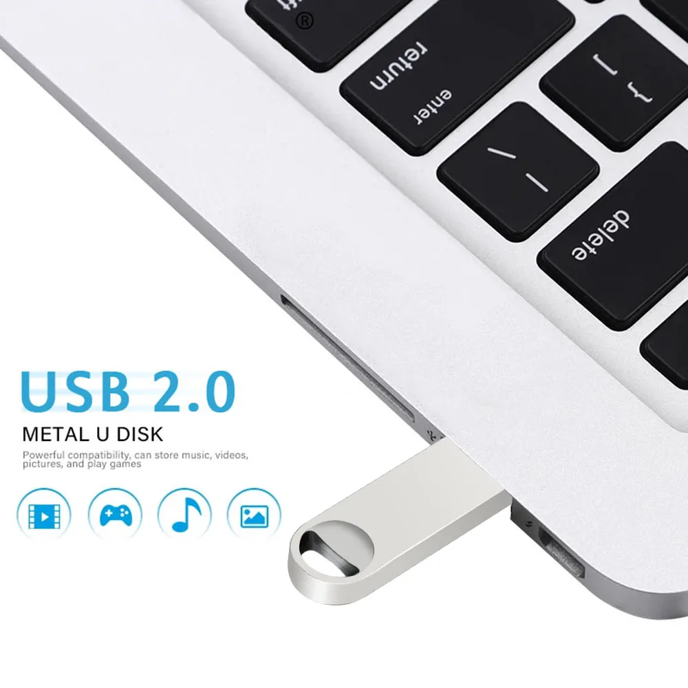 금속 USB 플래시 드라이브 펜 드라이브, 64GB, 32GB, 16GB, 8GB, U 디스크 메모리 셀, USB 스틱 선물, 커스텀 로고