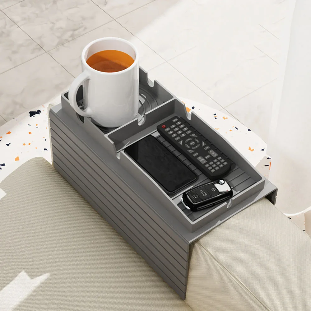 Sofa Armrest Tray Table Organizer Silicone Couch Arm Rest Cup Holder for TV Remote Control Coffee Snacks Glasses Phone Organize