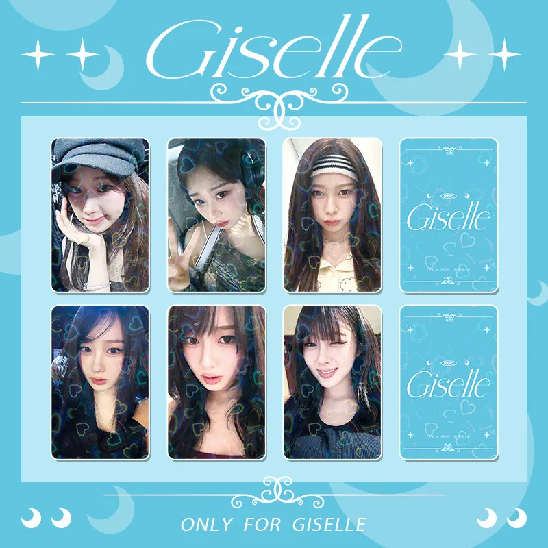 Kpop 6pcs KARINA NINGNING GISELLE WINTER Peripheral Love Laser Card Fans Collection Double-sided Special Paper Photocards