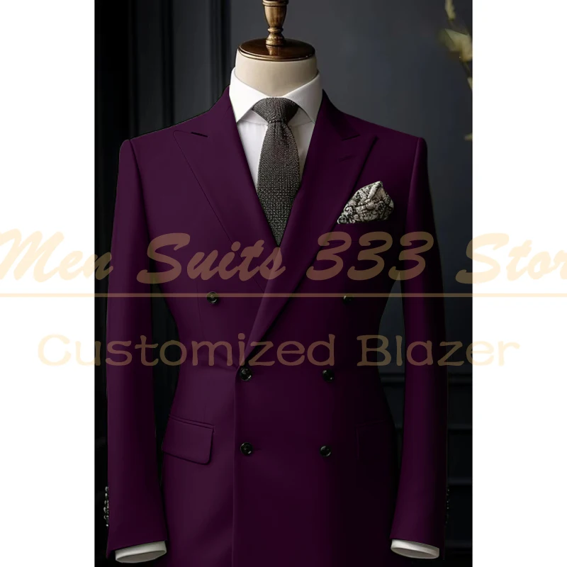 Costumes à double boutonnage pour hommes, vêtements sur mesure pour hommes, veste et pantalon 2 pièces, haute qualité, luxe, document solide, fête de Rh, 2025