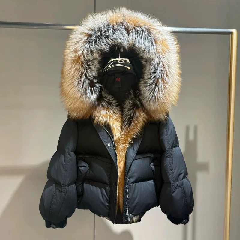 Women's Oversized Down Jacket Hooded Warm Winter Oversize Down Jacket Cold Weather Goose Down Padding Women Luxury City Wear