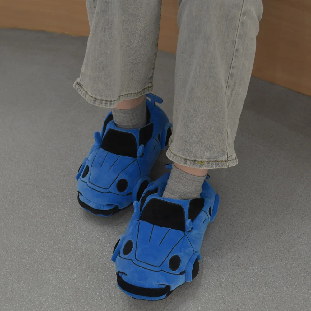 Warm Plush Slippers Racing Simulation Car Stuffed Shoes Indoor Slippers Women Men Soft Comfortable Non-Slip Shoes