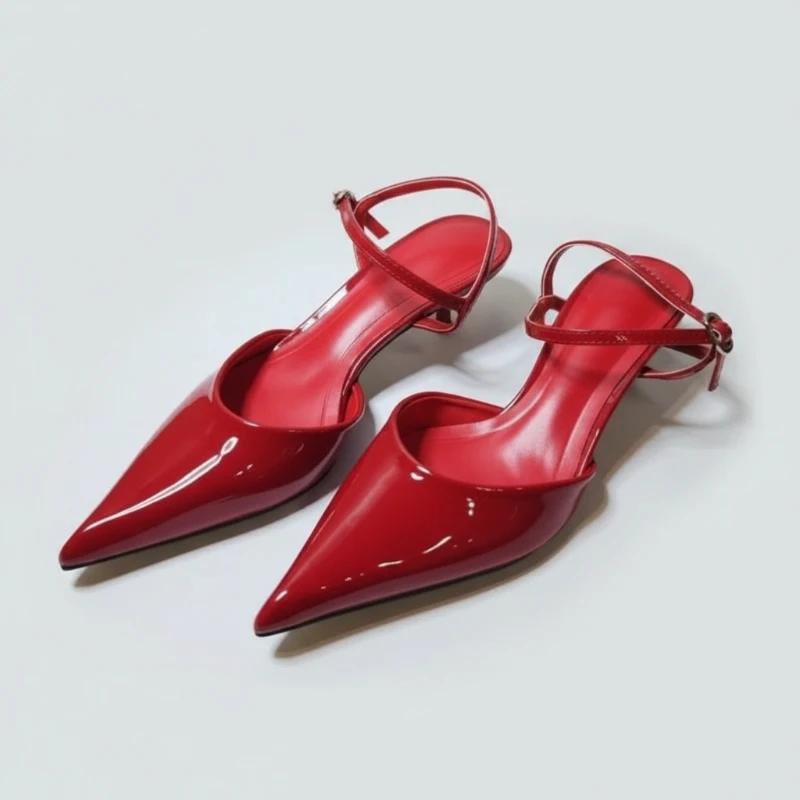 

Элегантные туфли-лодочки с острым носком и пряжкой, женские туфли из лакированной кожи на среднем каблуке-шпильке, удобная офисная обувь для свадебной вечеринки