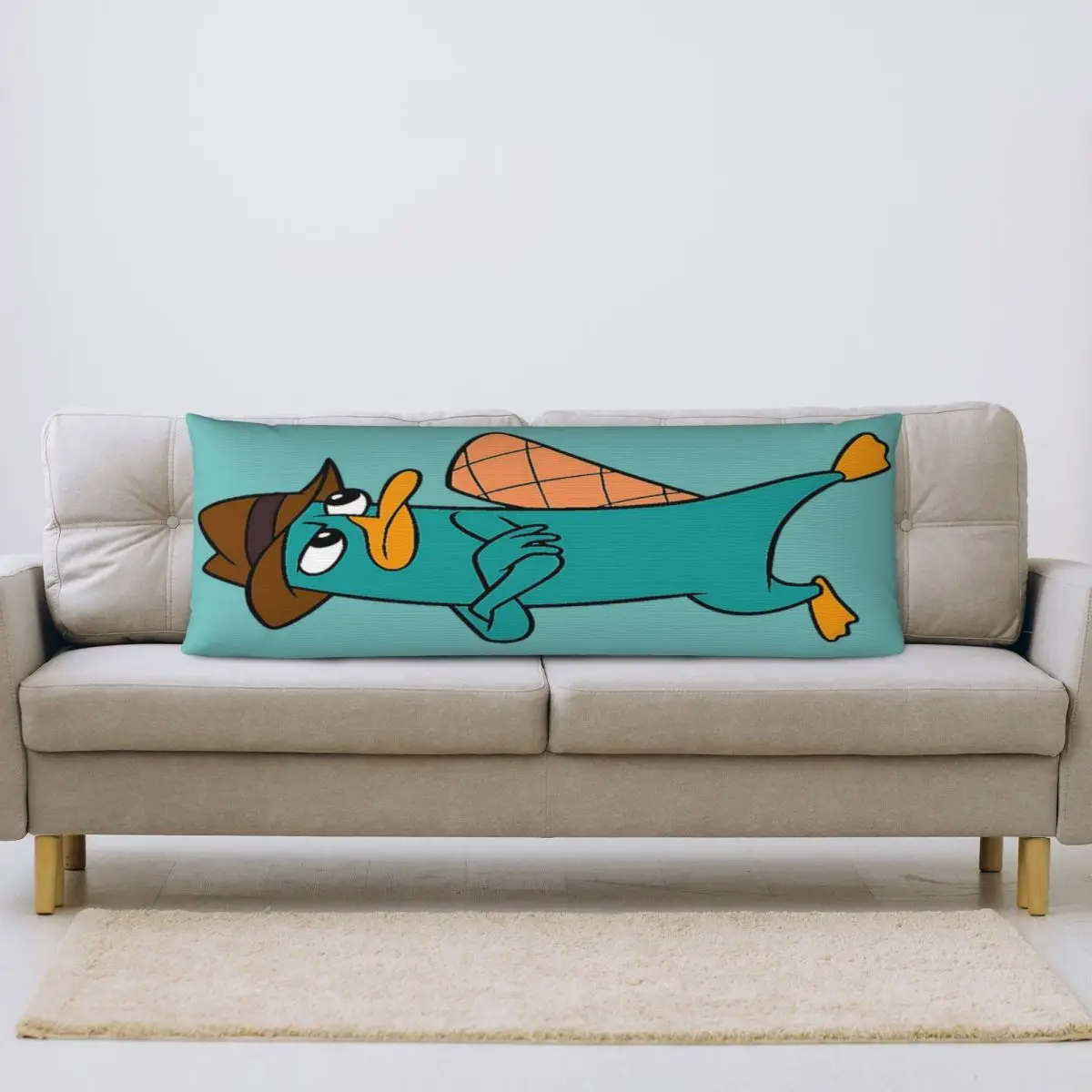 Long Body Pillowcase Perry The Platypus Orange 20x60in Pillow Cover Skin-friendly Home Decor Customizable Patterns