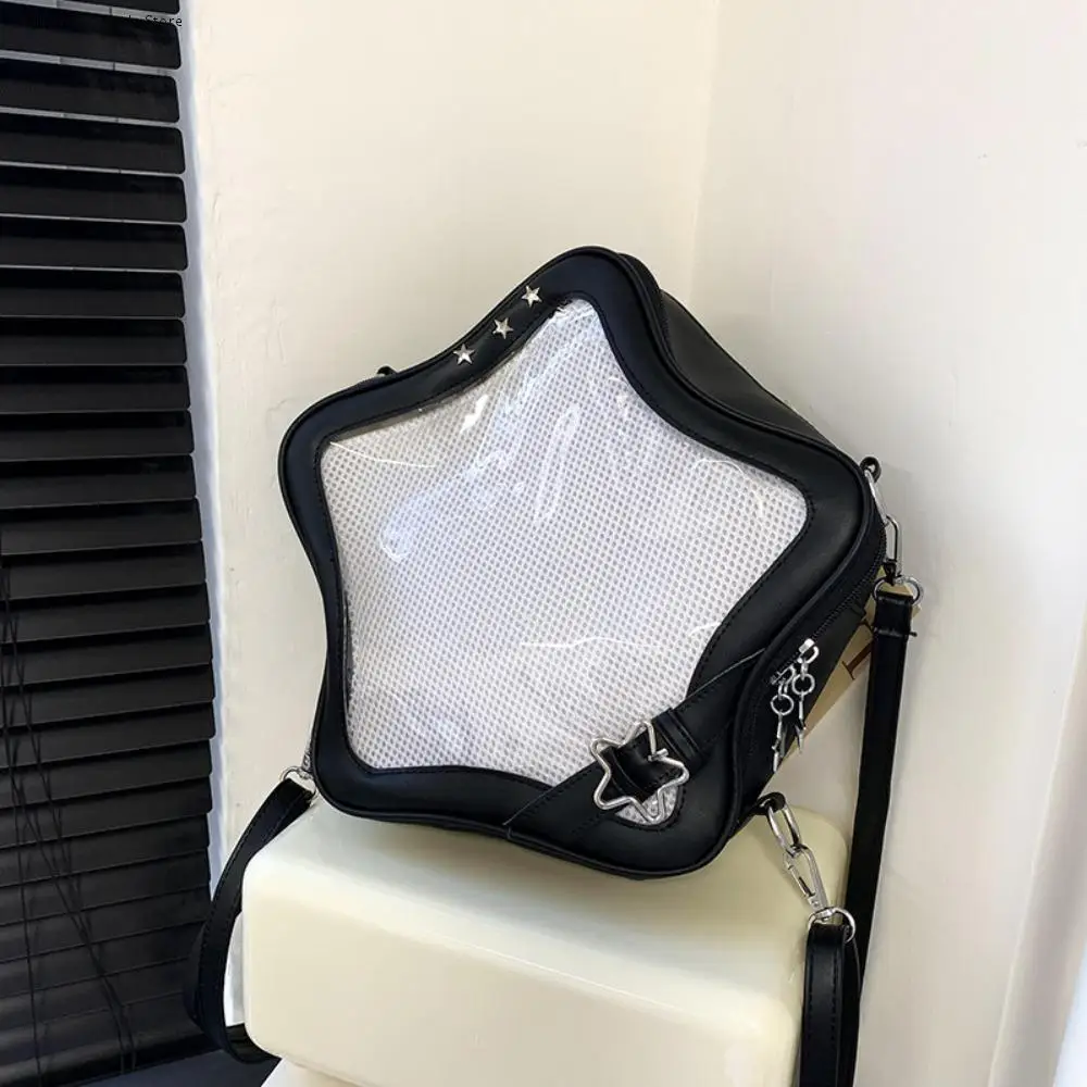 

Sweet Zipper Bag Star Ita Bag PU Pendant Transparent Pocket Wallet Dual Purpose Fashion Backpacks Men