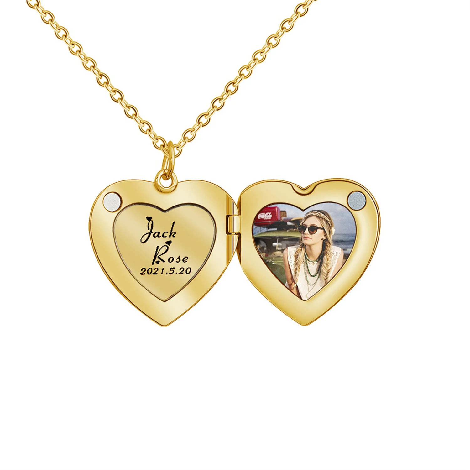 

Customization Love Picture Necklace Heart Shaped Photo Engrave Date Pendant Personalized Copper Necklace Women 2022 Jewerly Gift