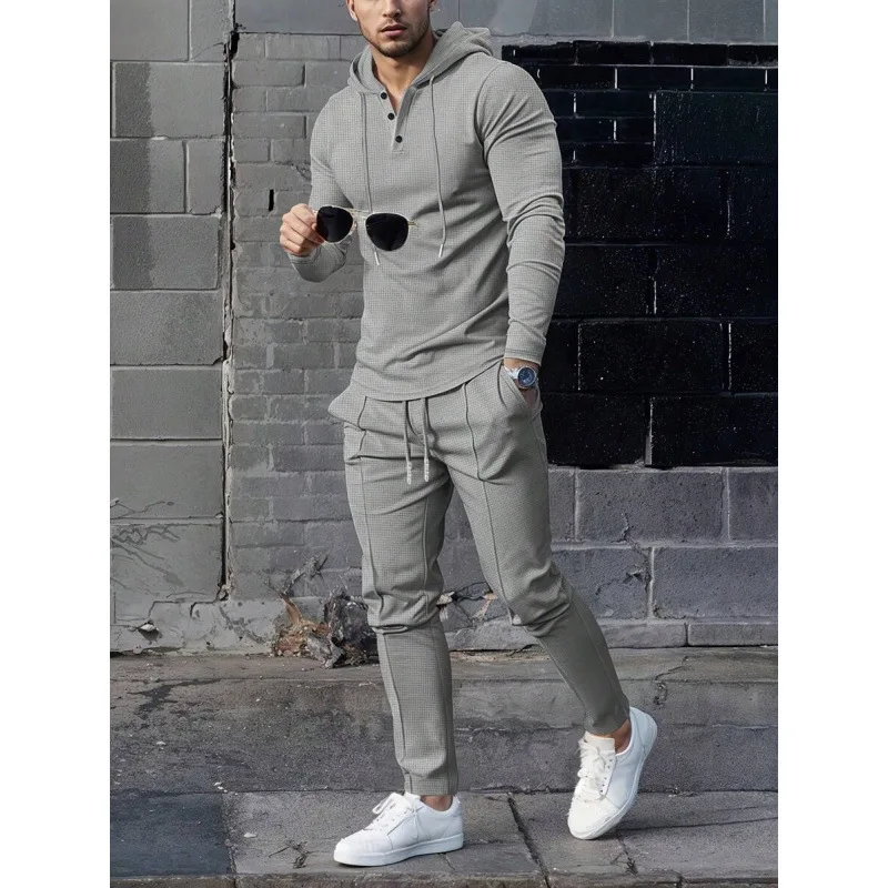 

Men's Waffle Fashion Set B 74163 Comfortable All-Season Unbranded Clothing Kit for Cross-Border E-commerce