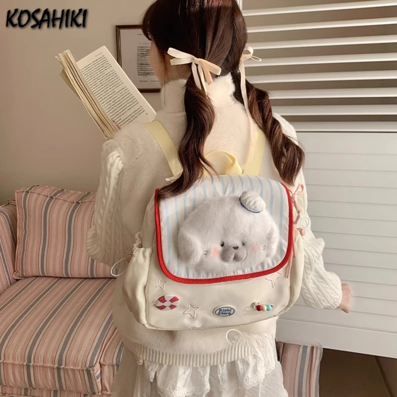 

Y2k Aesthetic Cartoon Fluffy Women's Bags Luxury Design Fashion Kawaii Cute Backpacks Japanese Sweet students Preppy Schoolbags