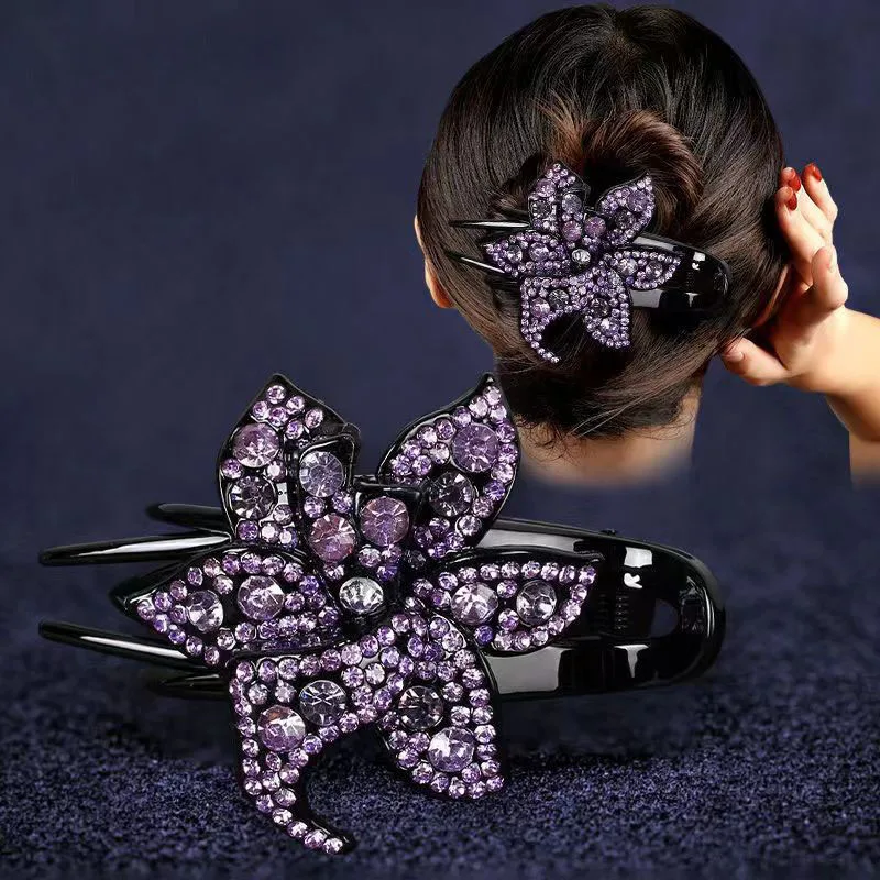 Balsamic elegant sparkly crystal flower decorative barrettes stylish hair combs for women and girls to wear