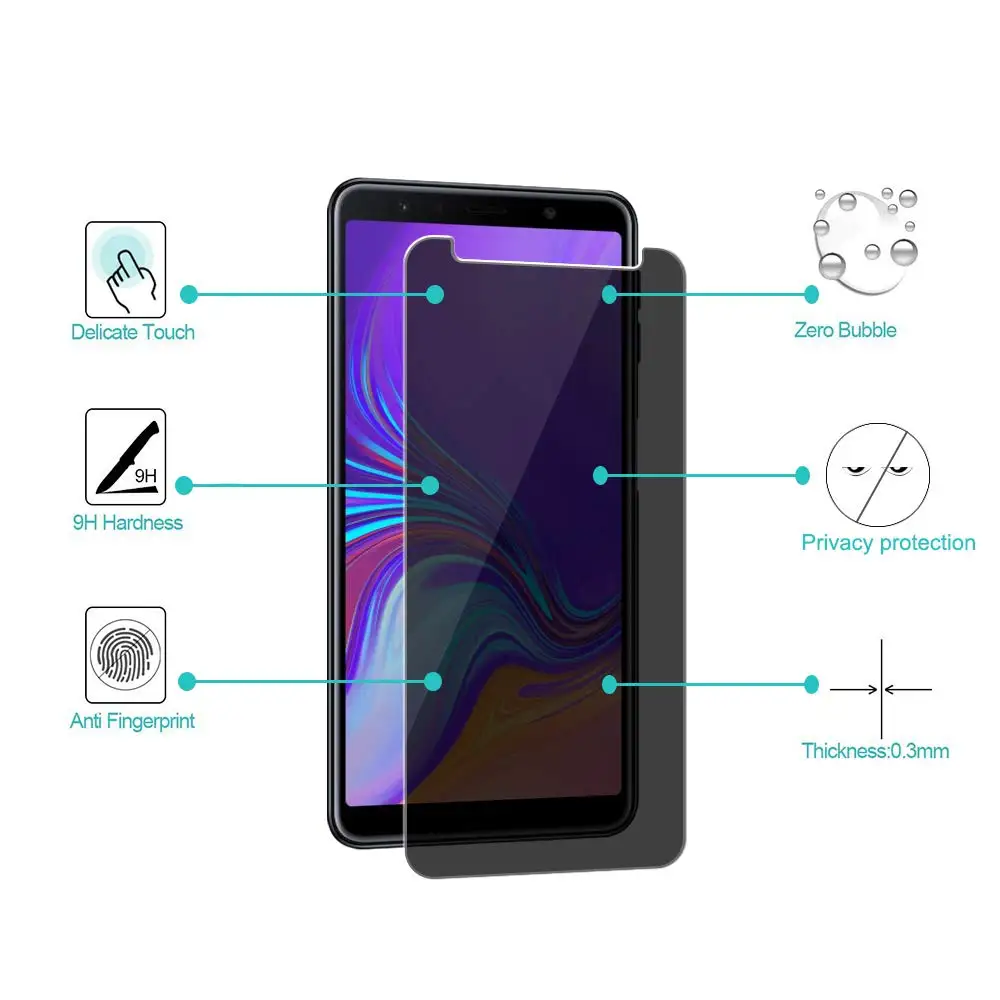 Anti-Peeping Tempered Glass For Samsung Galaxy A6 A7 A8 A9 J4 J6 2018 Privacy Screen Protector For SAMSUNG A6 A8 J4 J6 PLUS 2018