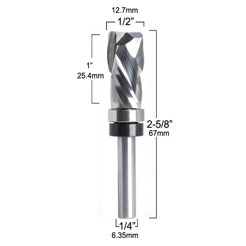 งานไม้เครื่องมือ1/4 "6Mm Shank CNC Trim Router Bits Ultra-Perfomance ทนทานการบีบอัด Flush Trim คาร์ไบด์โลหะผสม M4YD