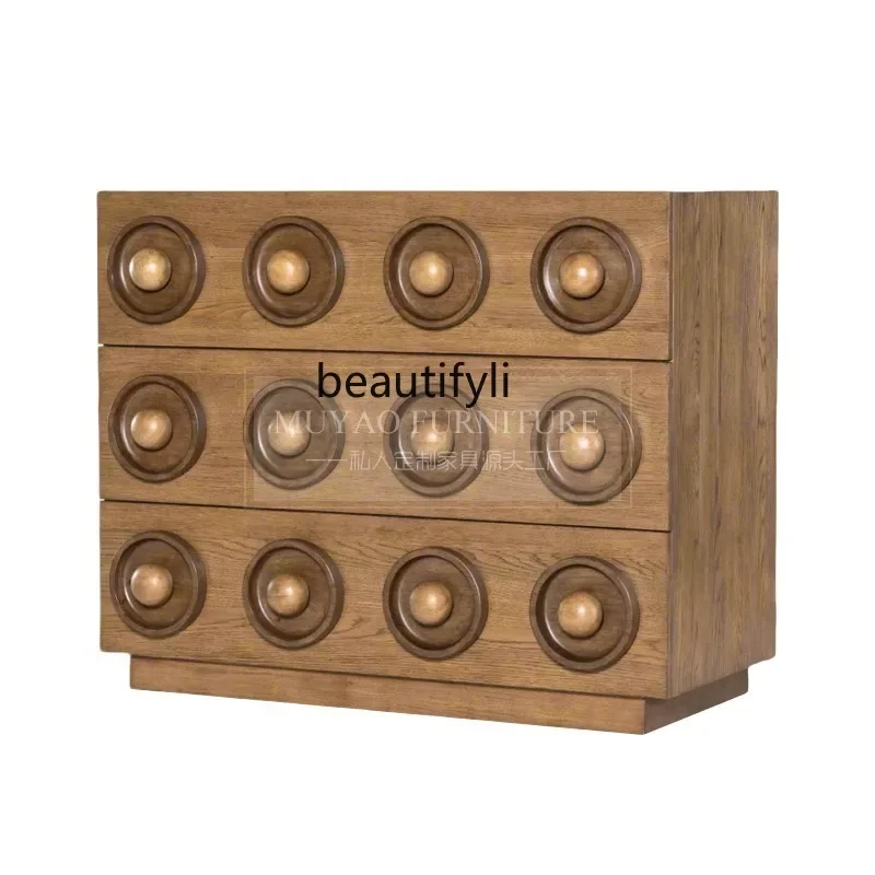 

Wabi French retro bedroom solid wood chest of drawers storage living room entrance cabinet