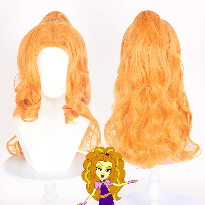 Parrucca cosplay Dazzle Adagio Anime Cosplay arancione resistente al calore capelli sintetici Prop Halloween Party Play Outfit per le donne