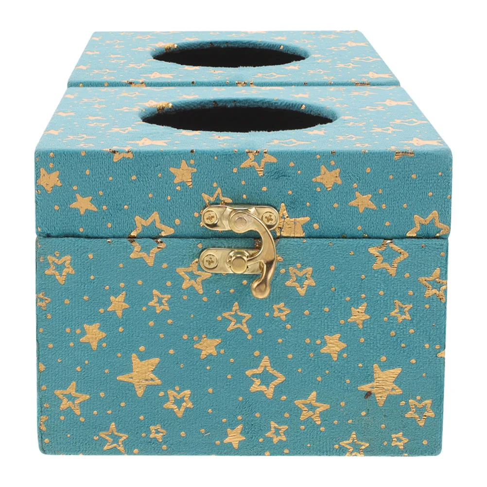 

2Pcs Wooden Tissue Box Cover Retro Luxury Design for Living Room Bedroom Hotel Coffee Table Decorative Organizer