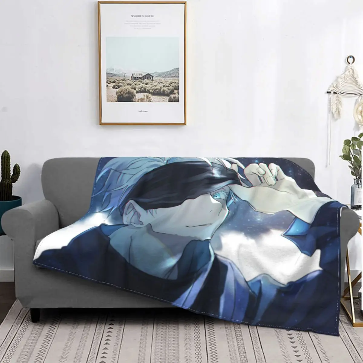 

Gojo Satoru Pattern Blanket All Season Jiu Jitsu Kaisen Anime Manga Warm Flannel Blanket Home Bedroom Bedding Blanket