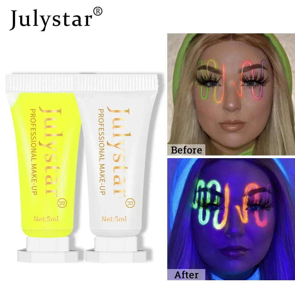 Julystar Neue 6-Farben-Körperbemalung, leuchtend, wasserfest, langlebig, kein Ausbleichen, professionelles Gesichts- und Körperbemalungsgel, Modekosmetik, 5 ml