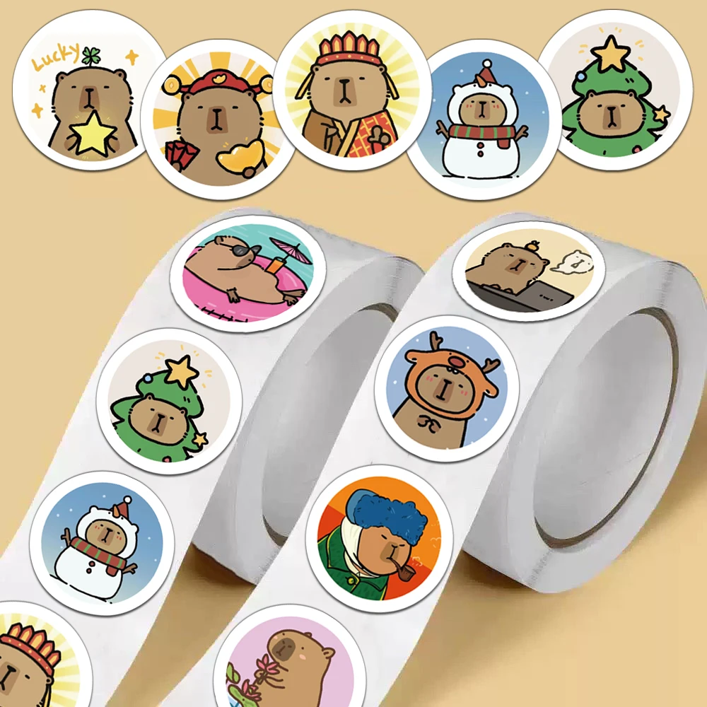 500PCS Kreative Capibala Rolle Aufkleber Telefon Fall Dekoration DIY Skateboard Notebook Wasser Tasse Personalisierte Wasserdichte Aufkleber