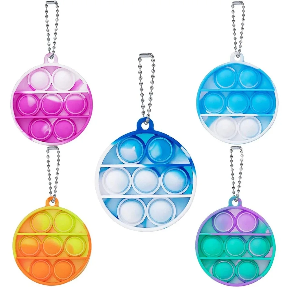 New Pop Keychain Toddler Sensory Stress Relief Relaxing Fidget Toys Bulk for Classroom Prizes Kids Birthday Office Adults Favors