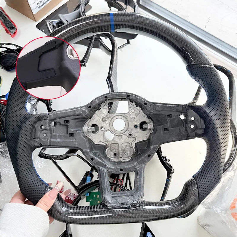 Geschikt voor Volkswagen Golf 7 7.5 GTI GTD GTE R 2013-2020 Blauw Pure Carbon Fiber Stuurwiel Upgrade Accessoires