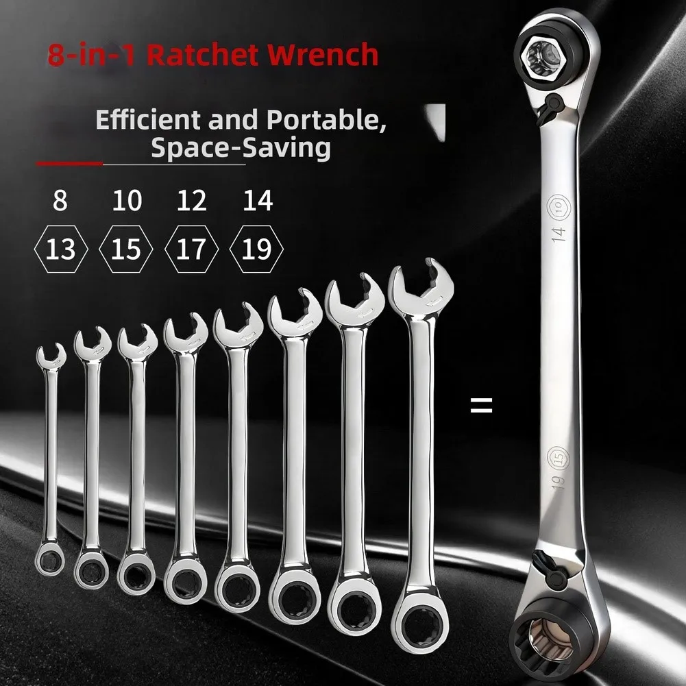 

4 in 1 Ratchet Wrench Made of 40CR Material Featuring 72 Tooth Ratcheting System and Mirror Polished for Durability