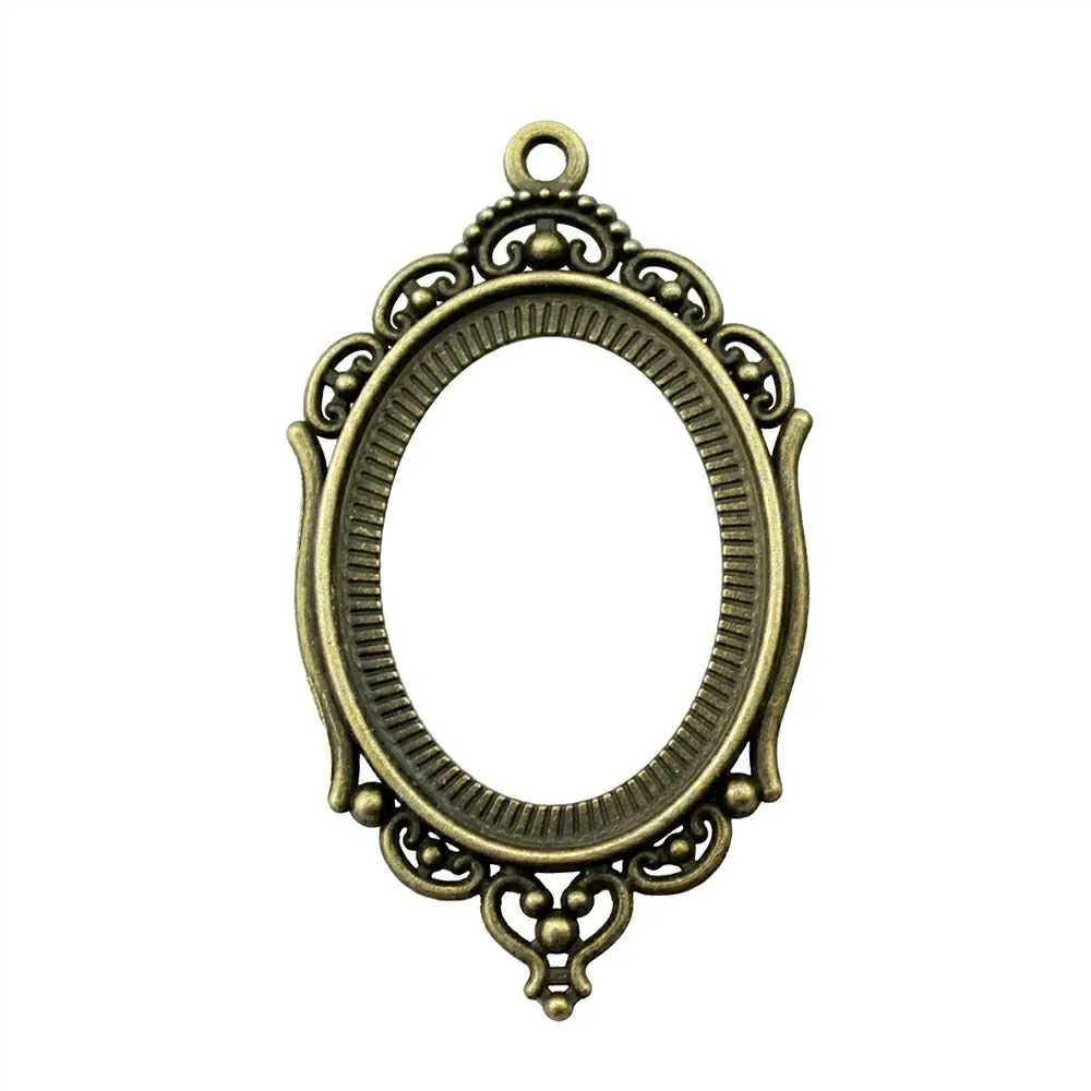 Fit 40x30mm 18x25mm Oval Shape Hollow Cameo Cabochon Pendant Base Setting Jewelry Findings