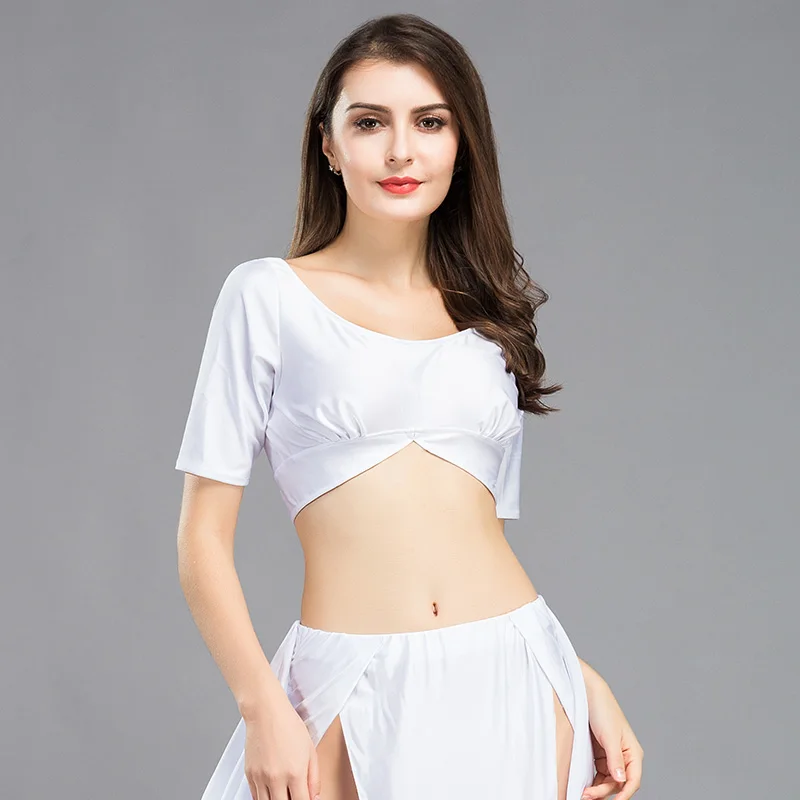 맞춤형 벨리댄스 의상 상의 동양 무용 연습복 2025 신상 여성 섹시 다용도 반팔 셔츠