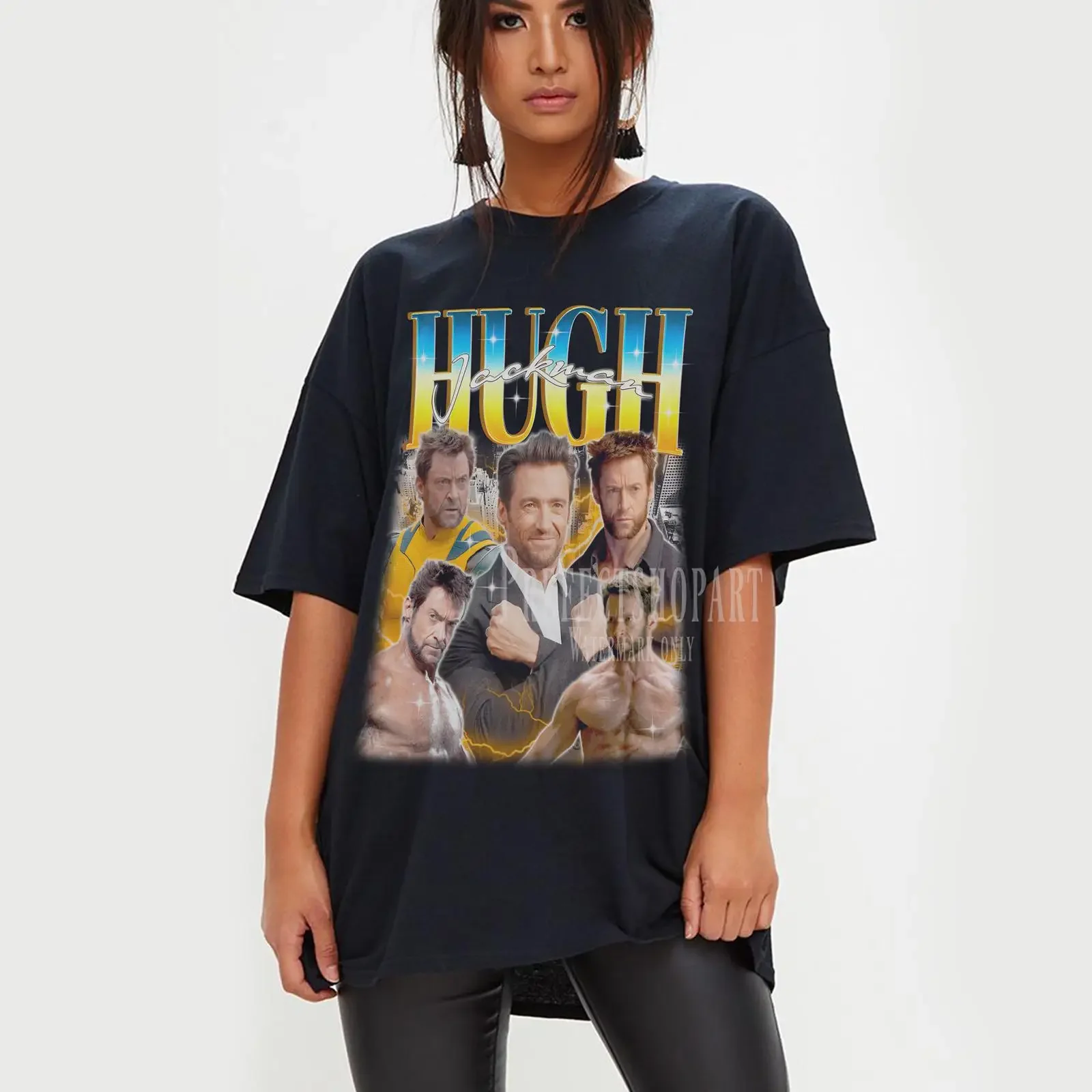 Vintage Hugh Jackman Homage T Shirt 90s Retro Casual Oversized Fan Merch Top vintage Washed Versatile homme Breathable