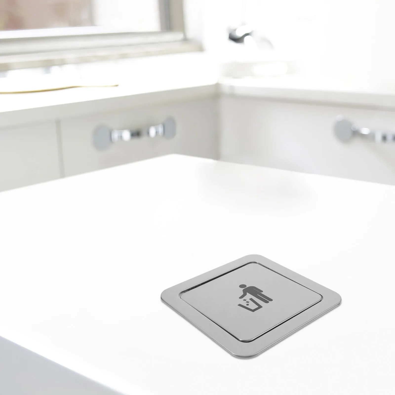 

Square Stainless Steel Trash Grommet Lid for 19-21Cm Kitchen Opening Embedded Countertop Trash Bin Swing Flap Waste Cover