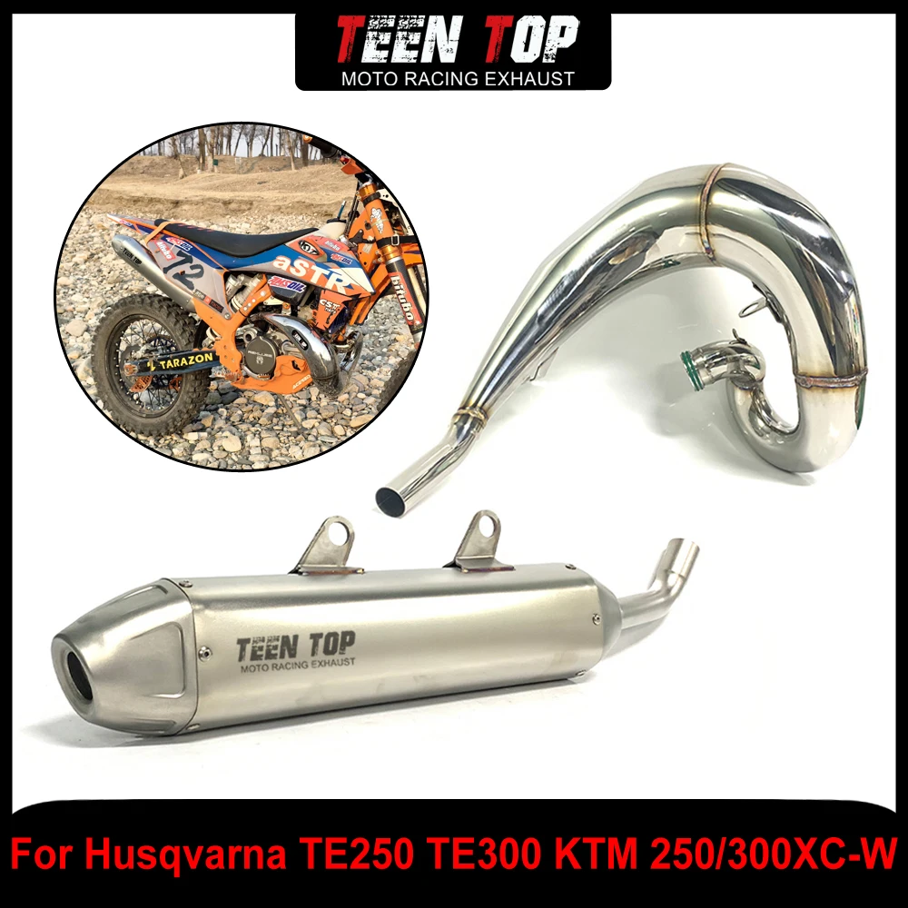 Dirt Bike Full Exhaust Systems For Husqvarna TE250 TE300 2023 Front Link Pipe Exhaust Muffler 30mm Motor Bike Escape 250 XC-W