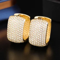 Huitan U Shaped Cubic Zirconia Hoop Earrings for Women Simple Fashion Design Bling Bling Female Earrings Hot Jewelry Drop Ship