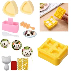 Creative Rice Ball Mold Set DIY Sushi Onigiri Maker Bento Tool for Kids Triangle Heart Bear Panda Shape Easy Sushi Making Set