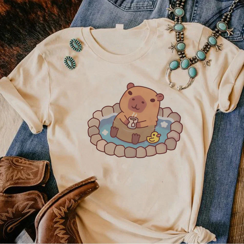 Capybara t-shirts women graphic streetwear Y2K tshirt girl funny clothes