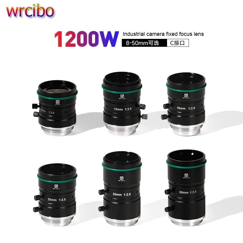

Amaoe 8/12/16/25/50 мм HD зум-объектив с креплением C, промышленная камера, микроскоп HD, объектив с фиксированным фокусом, большой угол обзора, 1200 Вт, пиксель