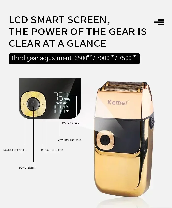 Kemei KM-5027 Original kabelloser elektrischer Haarschneider, wiederaufladbarer Haarschneider KM-2028, Rasierer für Männer, USB-Laderasierer, Friseur – Detail 16