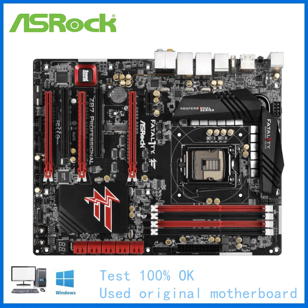 

Для ASRock Z87 Профессиональный Компьютер USB3.0 SATAIII материнская плата LGA 1150 DDR3 Z87 настольная материнская плата Б/у