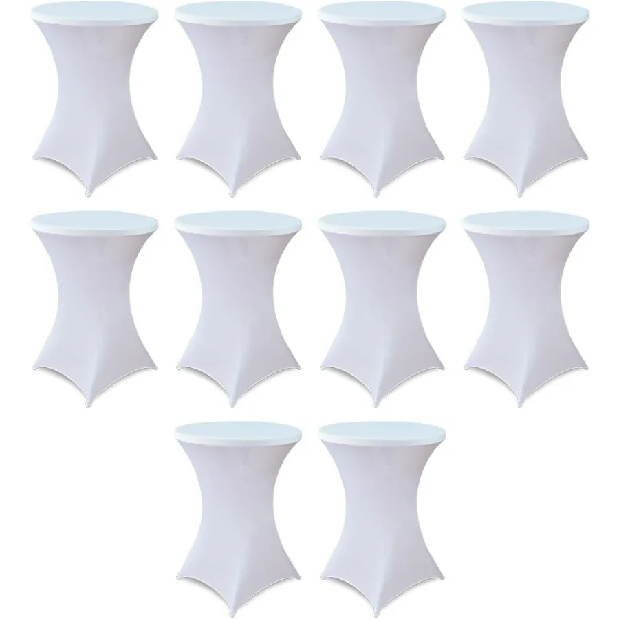 10 عبوات من أغطية طاولات الكوكتيل المصنوعة من ألياف لدنة، ملابس طاولة مطاطية مستديرة هاي بوي للحفلات، البار، الزفاف، عيد الميلاد، الولائم (Whi) #1