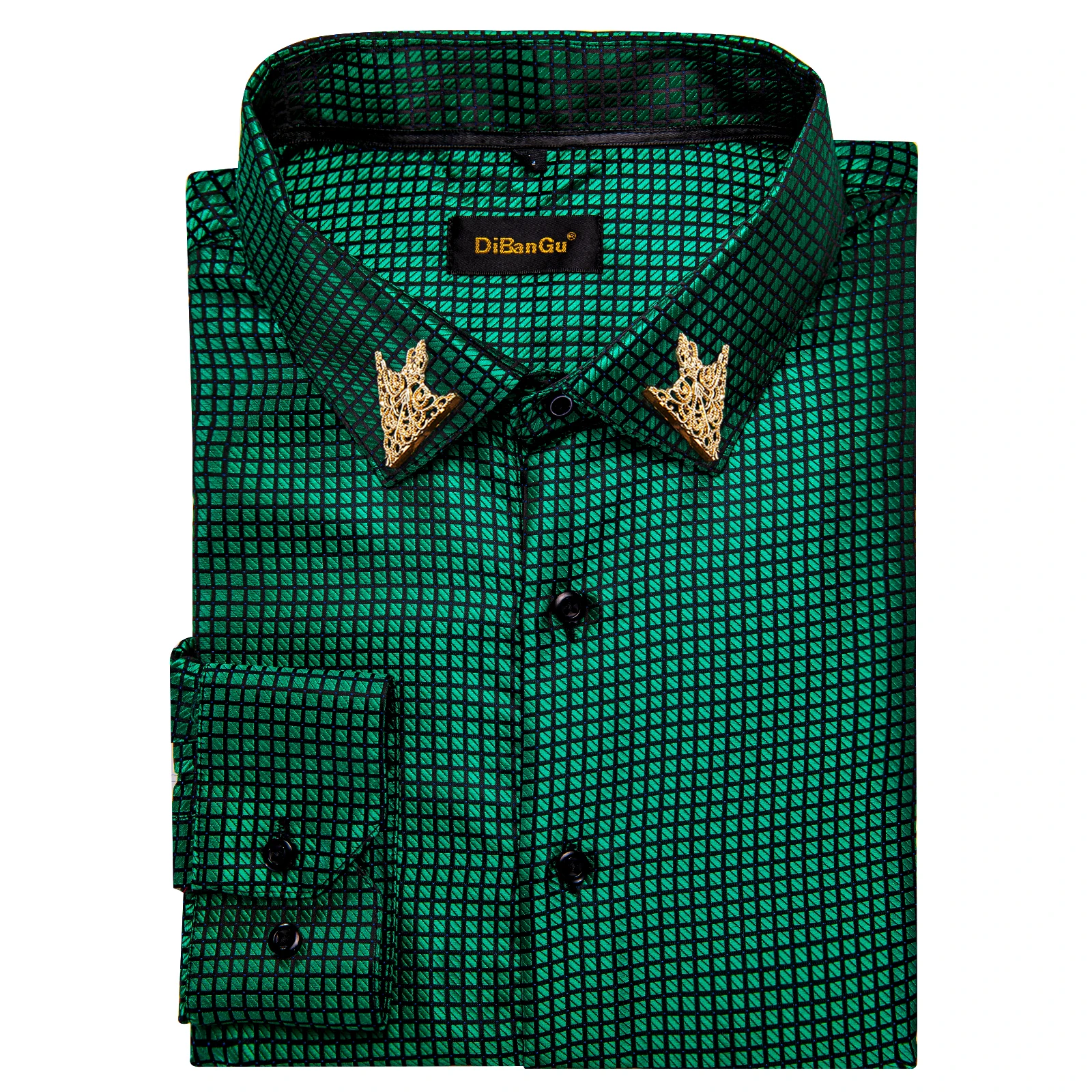 

Мужская парчовая рубашка с рисунком и акцентами воротника золотого короны: идеально подходит для роскошных галлонов, официальных свадеб