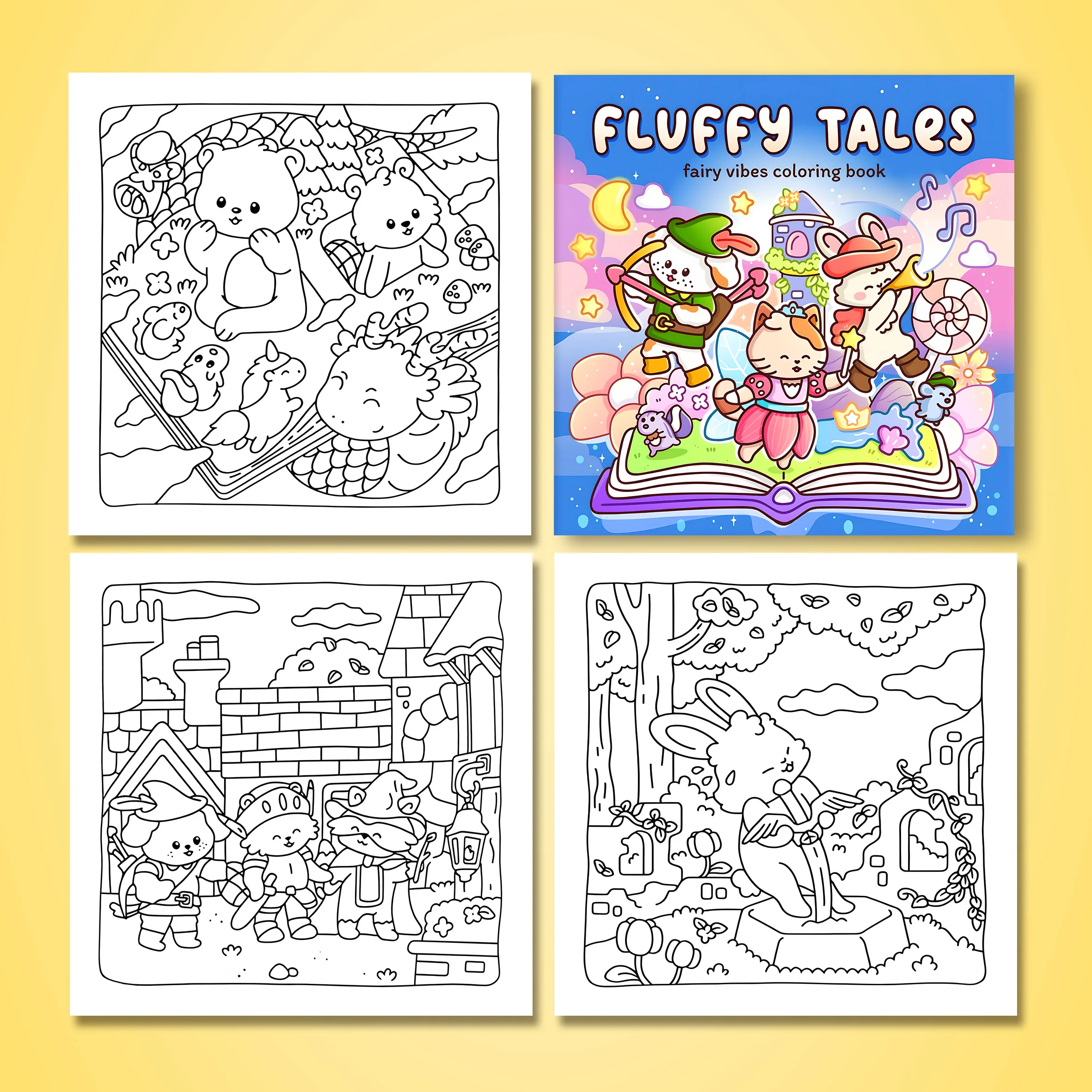 FLUFFY TALES Bold-easy Patterns Coloring Book for Adults Cute Drawing Book Perfect Gift for Party and Birthday